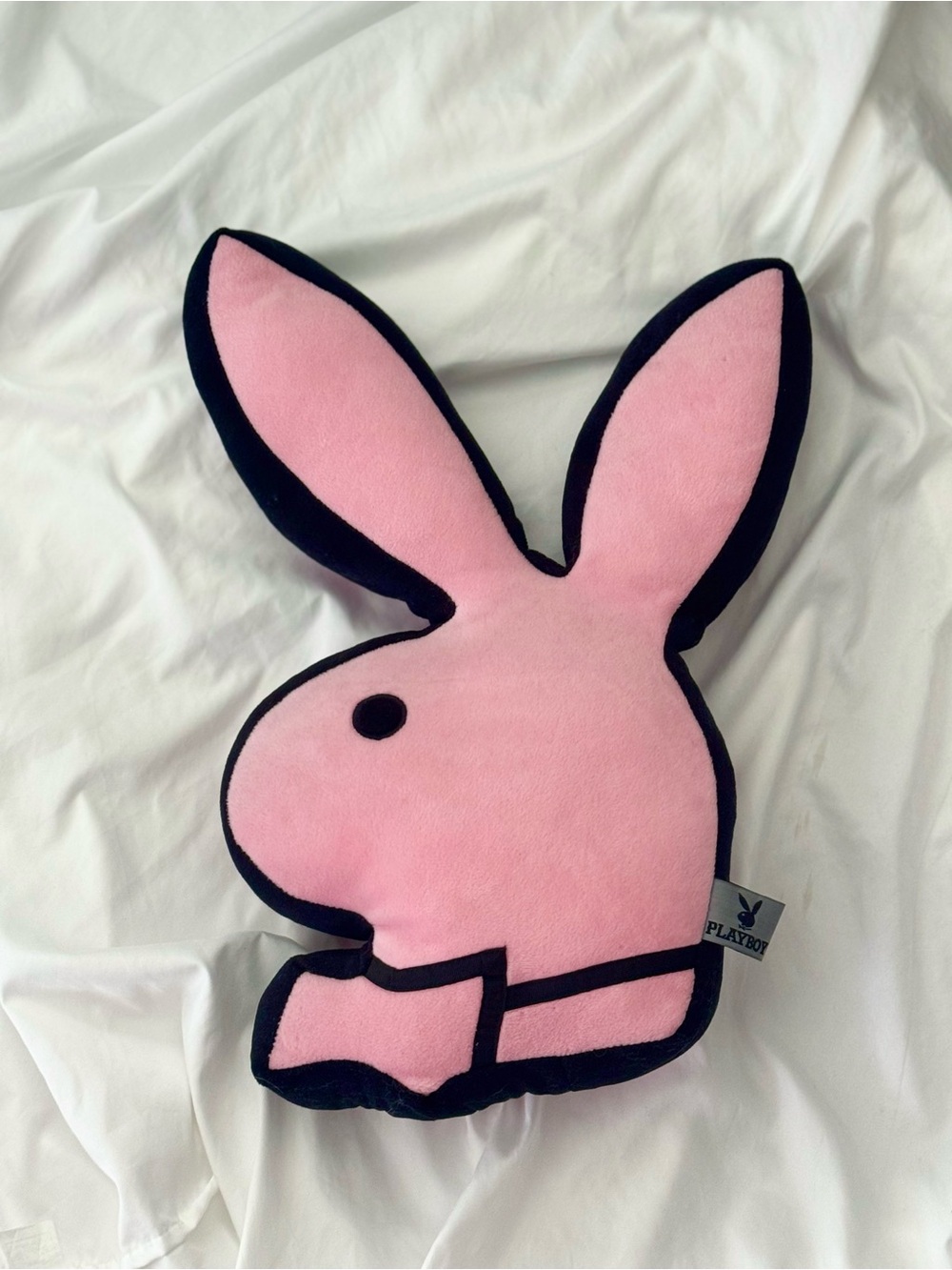 PLAYBOY Pink and Black Bunny Pillow